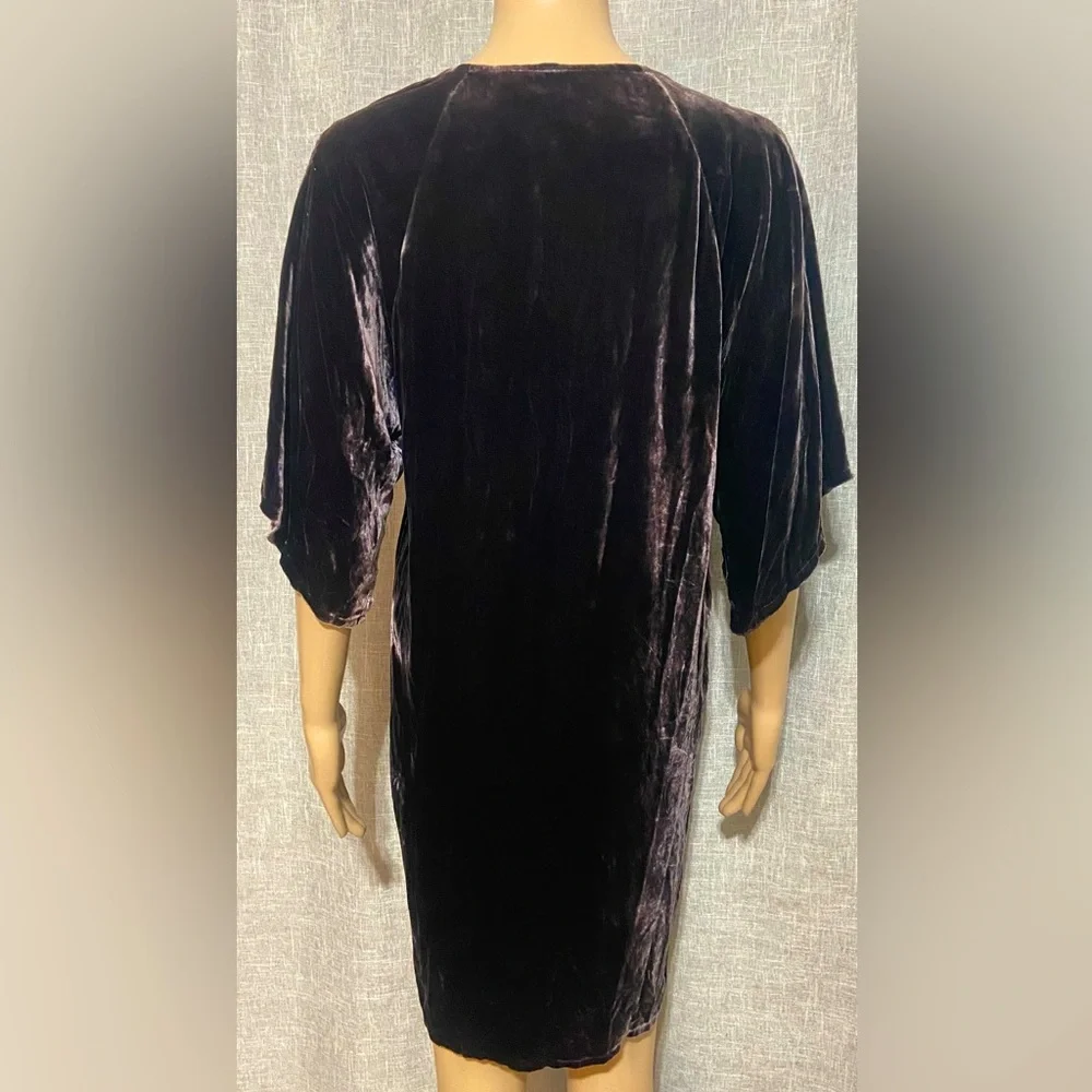 Johnny Was Velvet tunic knee length loose dress~Size:XSMALL~in deep purple - Picture 7 of 11